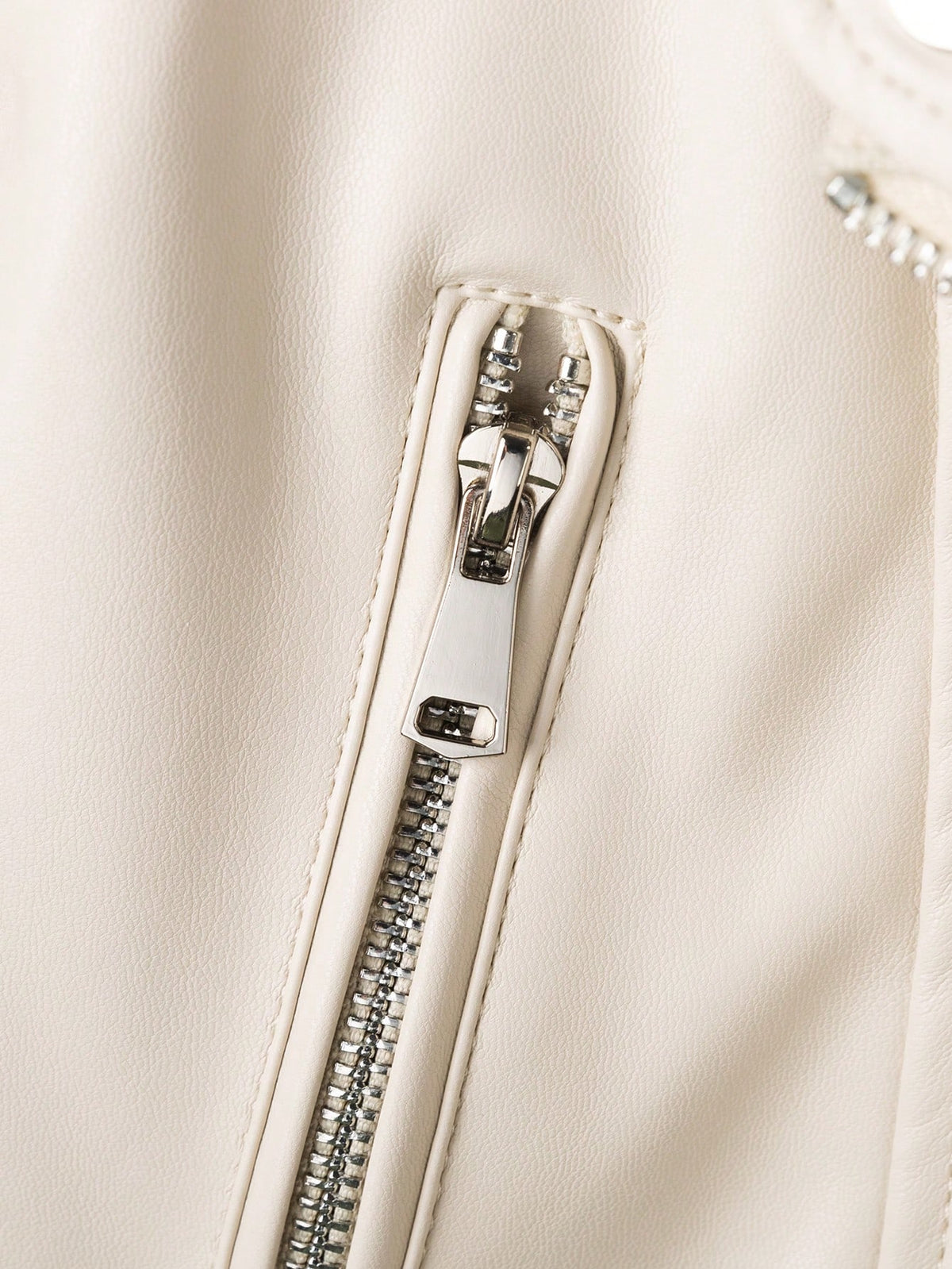 StreetHx Zip Up Couro Do Plutônio Jaqueta de Moto - Bege