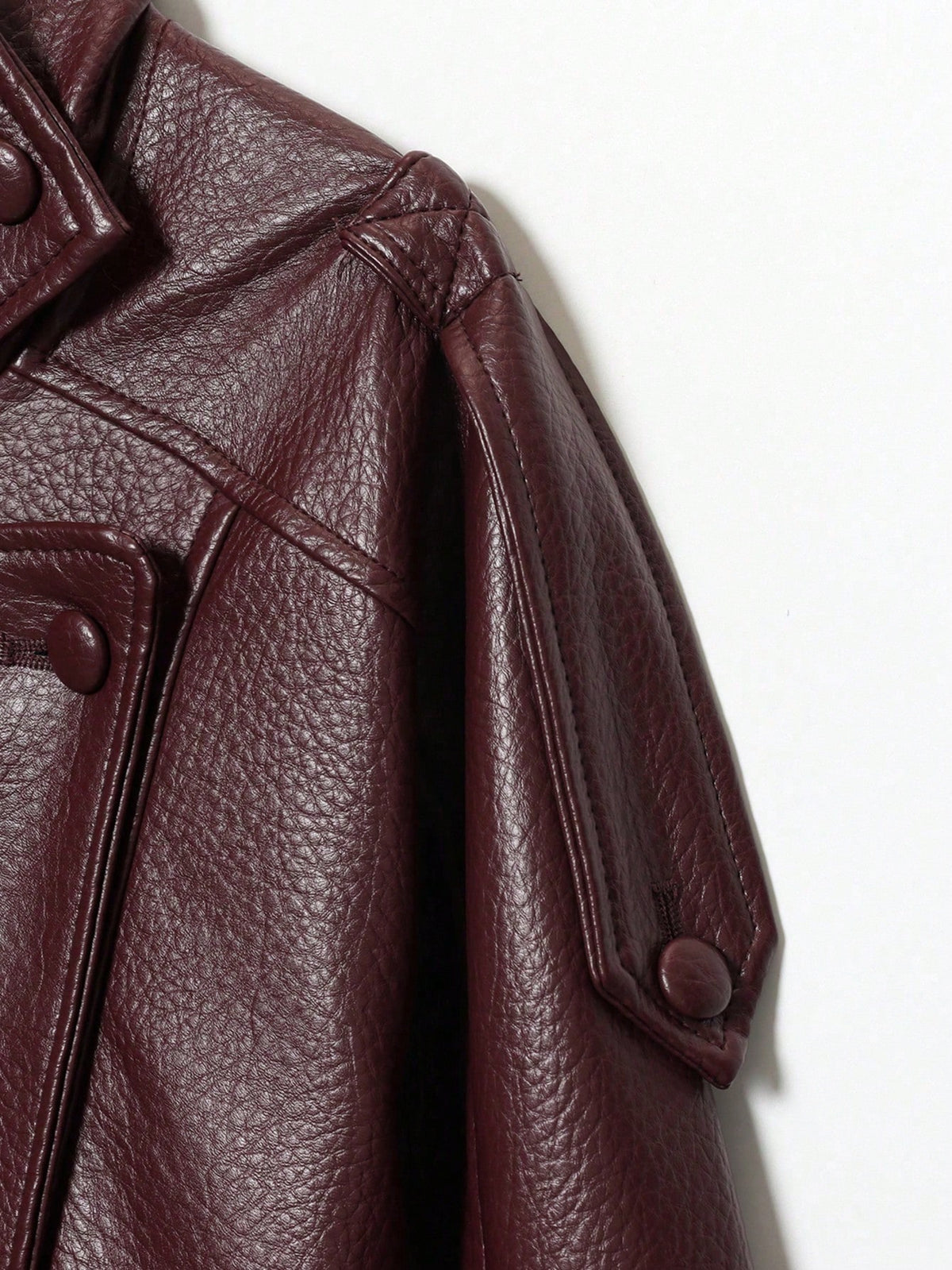 Seelio Jaqueta Casual Feminina de Couro Sintético com Gola Alta, Estilo Europeu e Americano, Moda Minimalista Versátil, Streetwear, Outono/Inverno - Borgonha F
