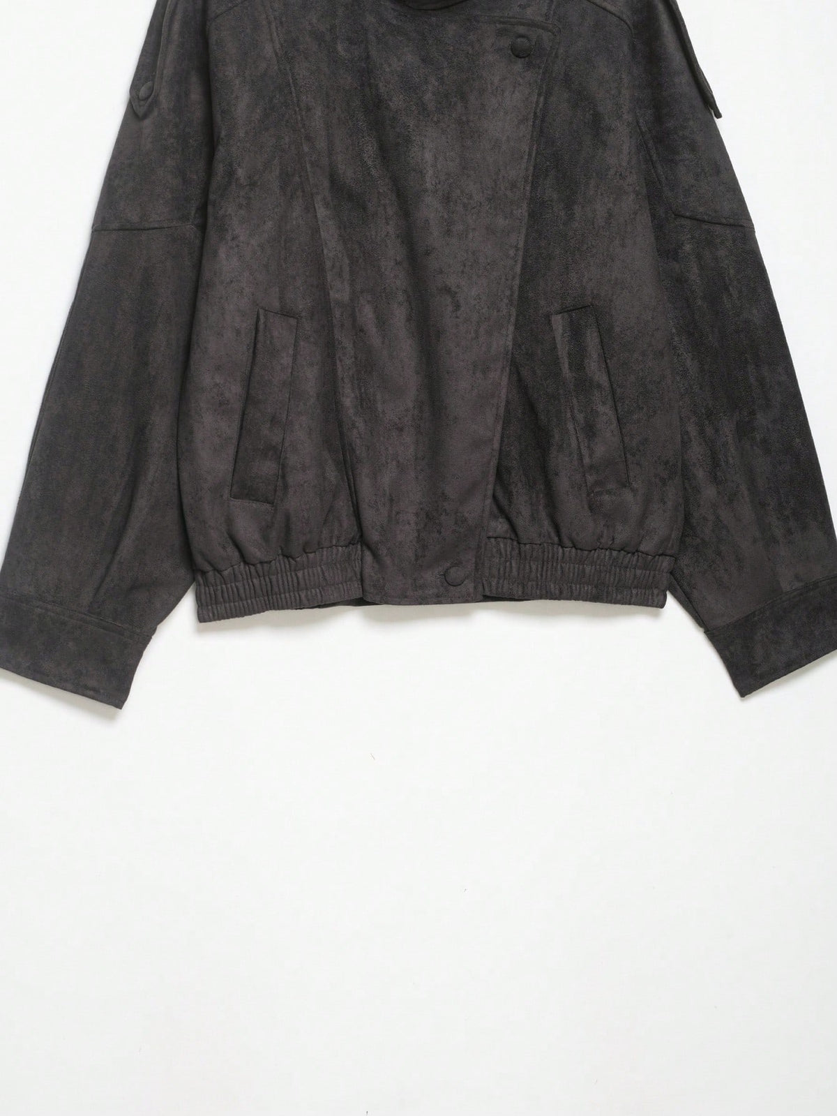 Seelio Jaqueta Casual Feminina de Couro Sintético com Gola Alta, Estilo Europeu e Americano, Moda Minimalista Versátil, Streetwear, Outono/Inverno - Preto e cinza