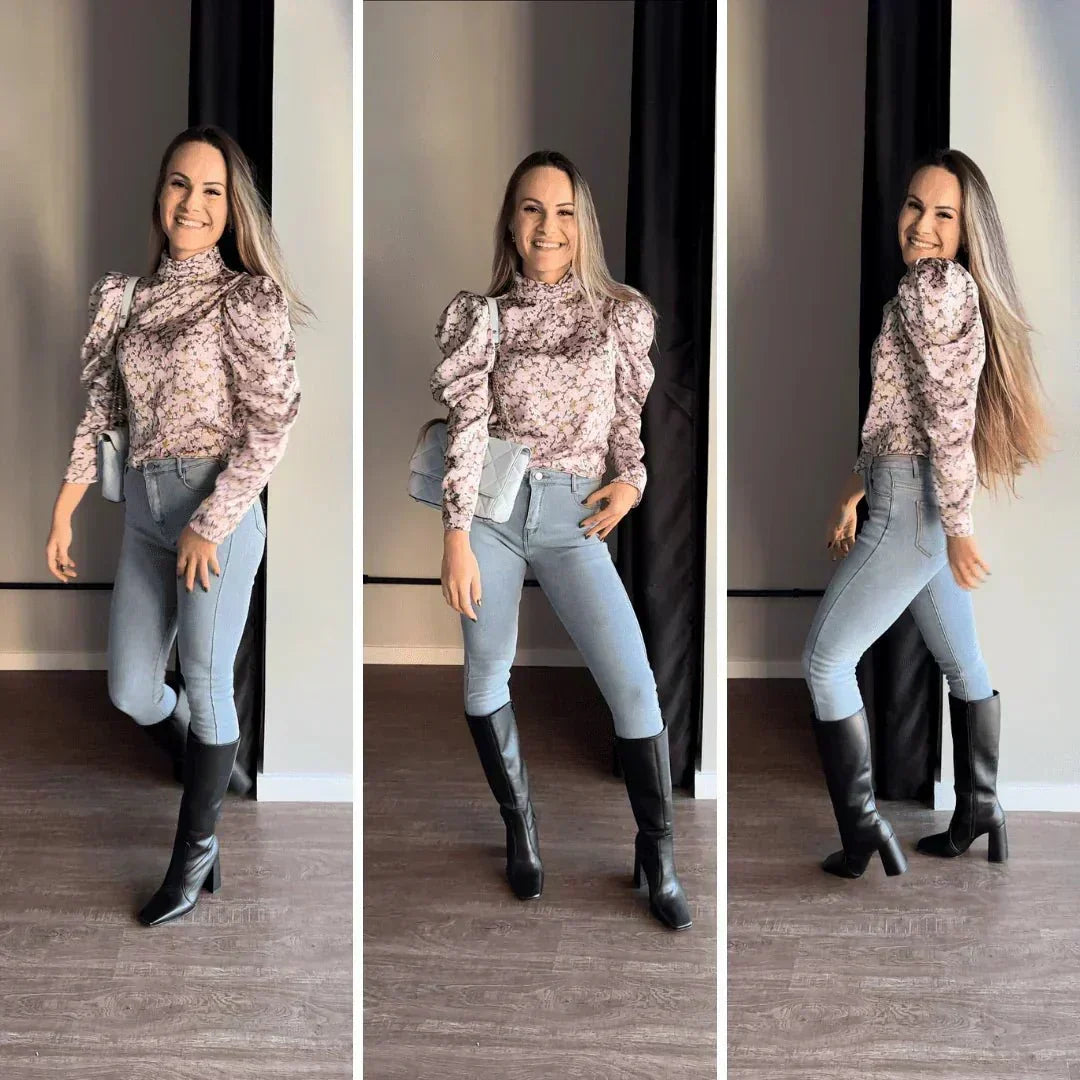 Calça Jeans Peluciada com Elastano + Meia Térmica Grátis