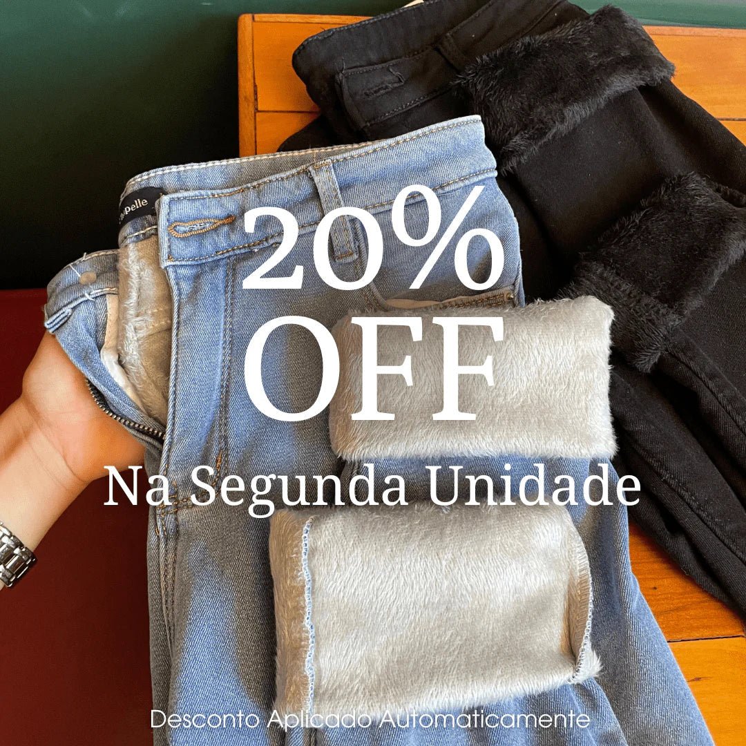 Calça Jeans Peluciada com Elastano + Meia Térmica Grátis