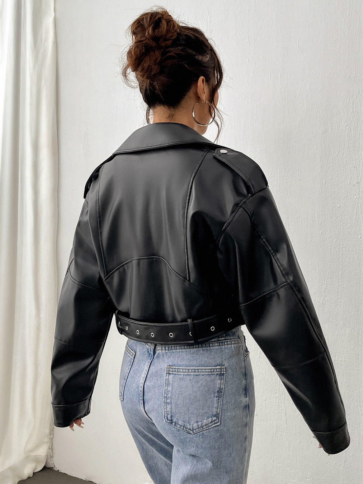 StreetHx Zip Up Couro Do Plutônio Jaqueta de Moto - Preto