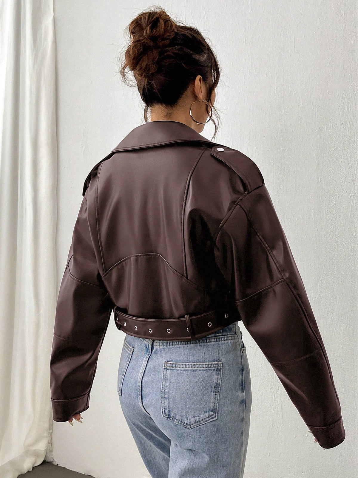 StreetHx Zip Up Couro Do Plutônio Jaqueta de Moto - Castanho