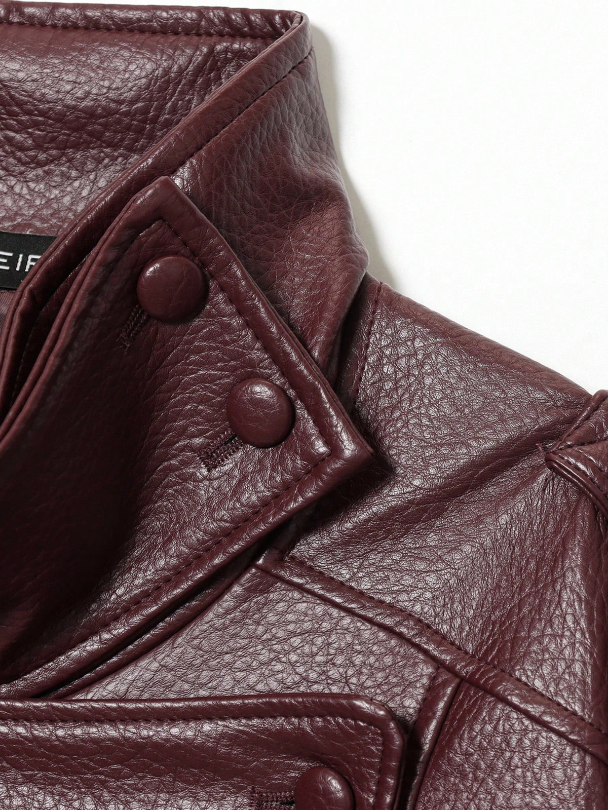 Seelio Jaqueta Casual Feminina de Couro Sintético com Gola Alta, Estilo Europeu e Americano, Moda Minimalista Versátil, Streetwear, Outono/Inverno - Vinho
