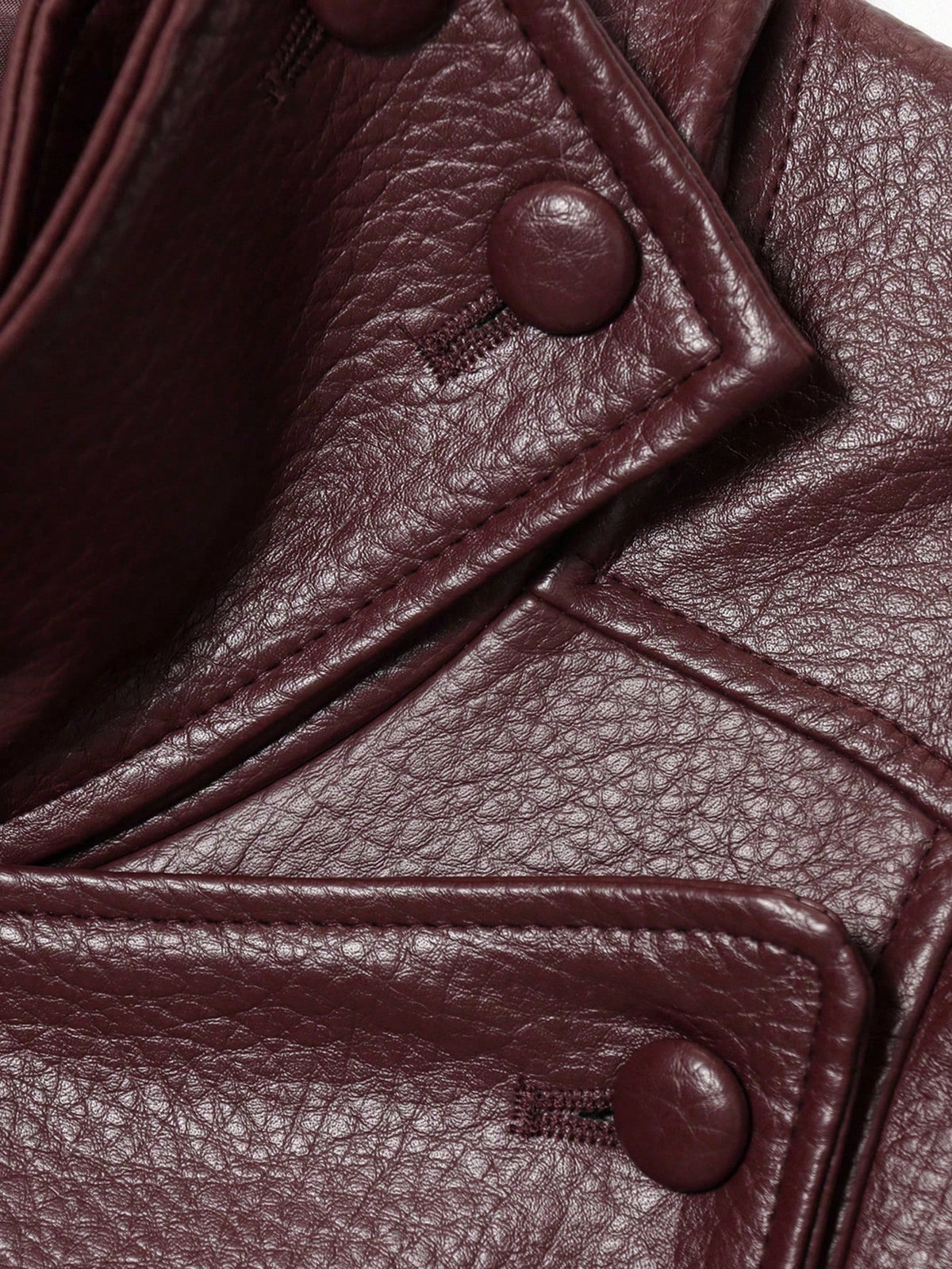 Jaqueta Feminina Camellia Oversized de Corte Solto, Nova para Outono/Inverno, Estilo Europeu e Americano, Casaco Minimalista Versátil Premium em Couro Sintético para Outono - Vinho