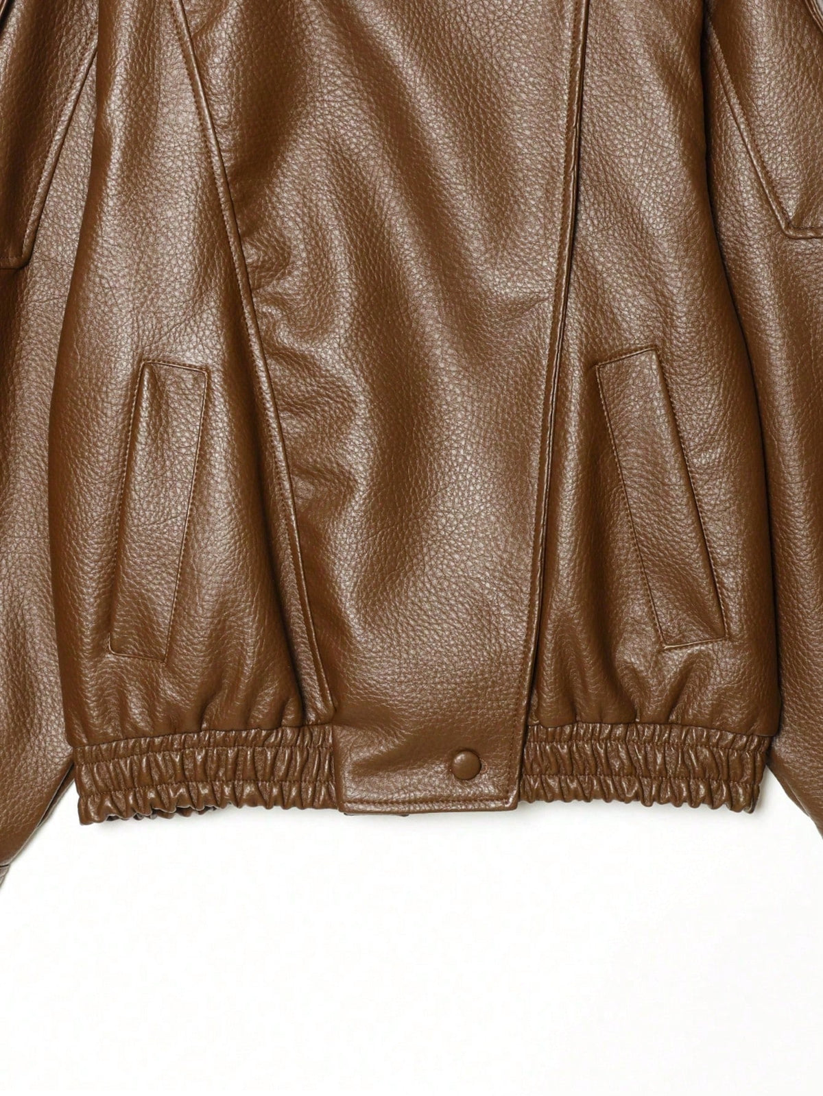 Jaqueta Feminina Camellia Oversized de Corte Solto, Nova para Outono/Inverno, Estilo Europeu e Americano, Casaco Minimalista Versátil Premium em Couro Sintético para Outono - Marrom Claro