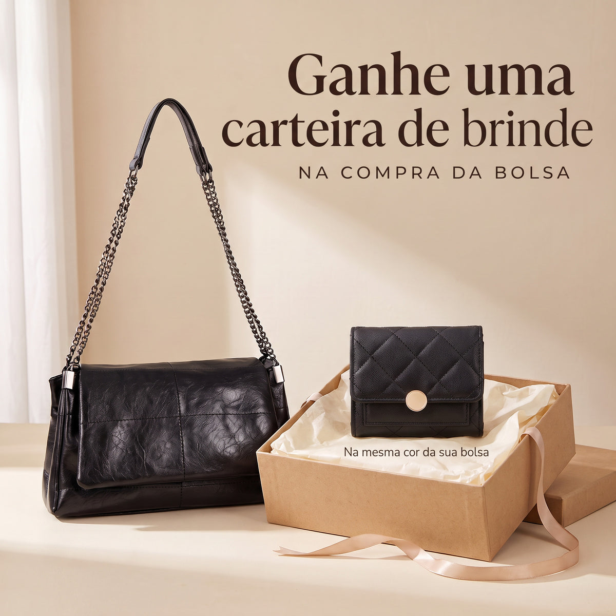 Ganhe uma carteira de brinde na mesma cor da sua bolsa